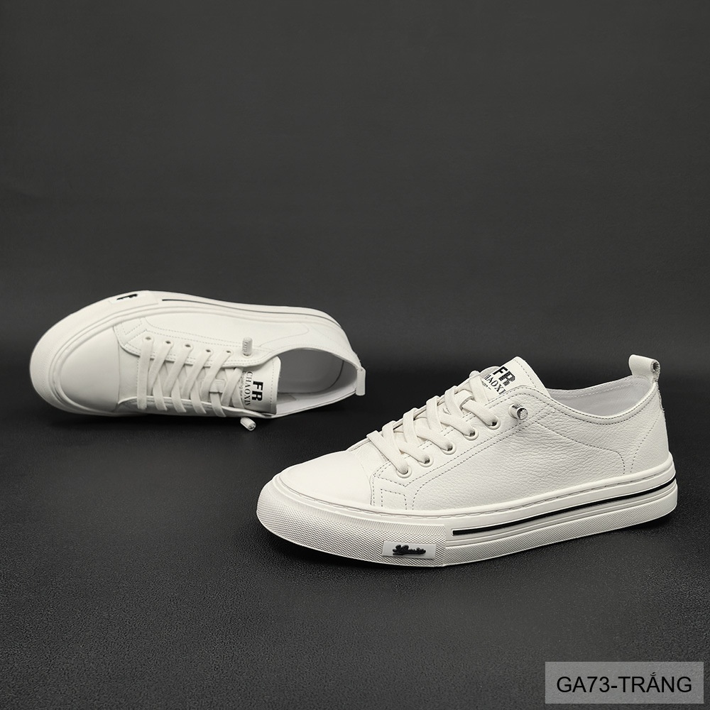 GA73 - Giày Sneaker Nam Da Bò Phong Cách Hàn, Đế Cao Su Thoáng Khí, Màu Trắng Đen_thumbnail_2