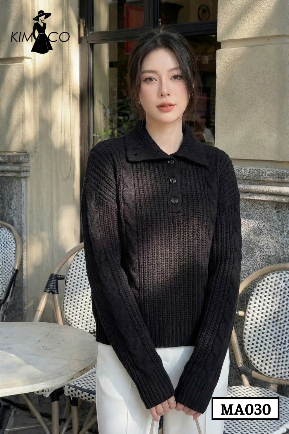 Áo Len Dệt Cổ Bẻ Thanh Lịch Tối Giản - MA030
