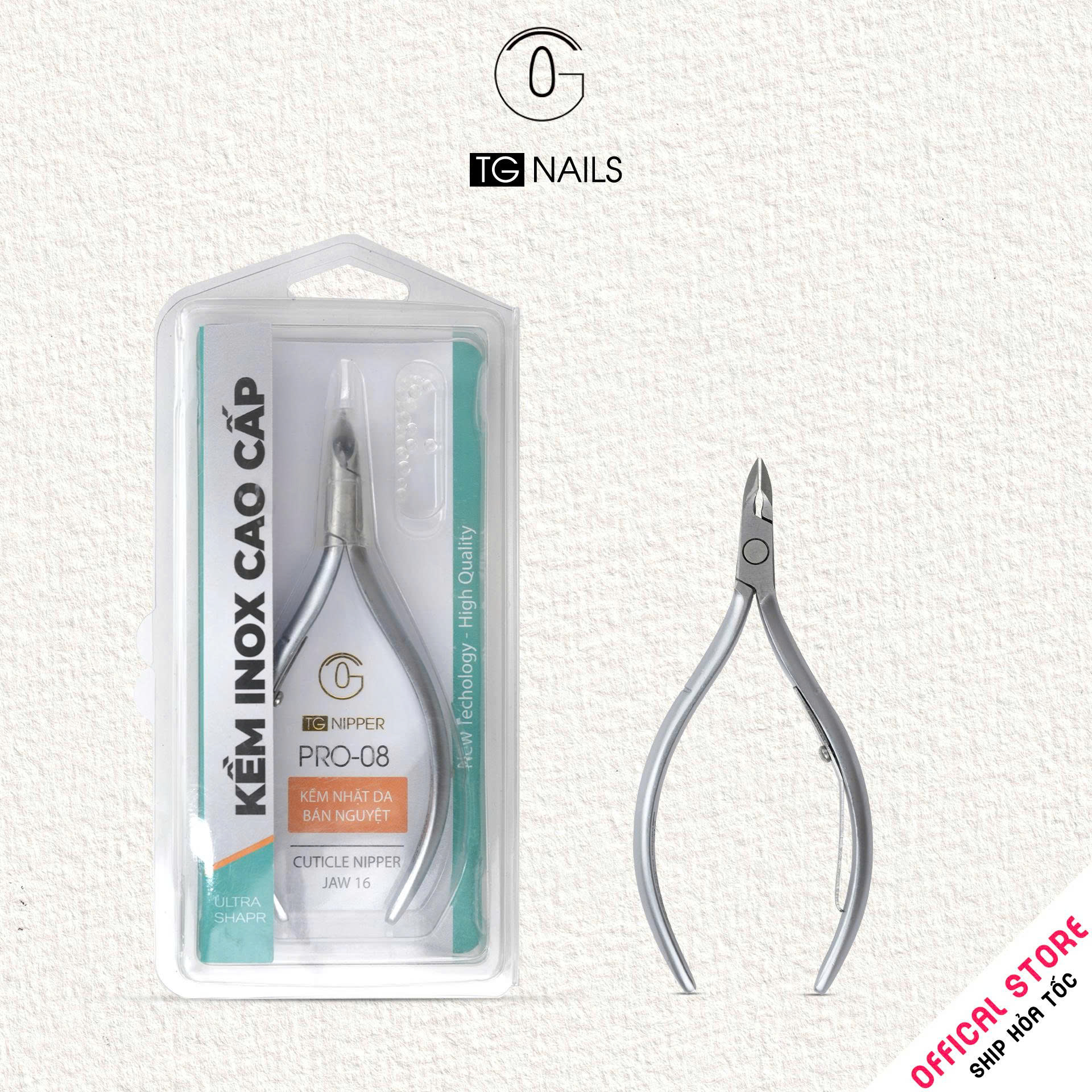 Kìm nhặt da inox TG PRO-08 mang bán nguyệt mũi 16