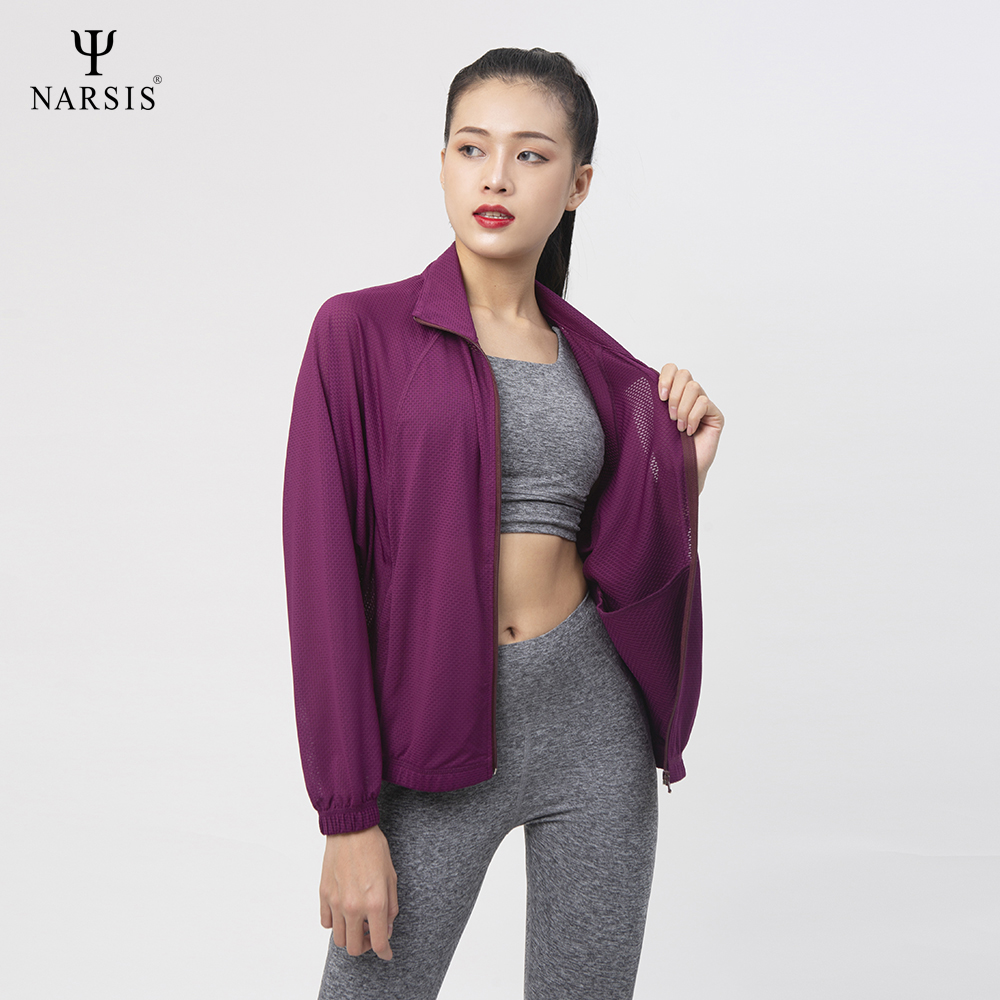 ÁO KHOÁC THỂ THAO NỮ - MÀU MẬN L0019 NARSIS PE NHẸ, THOÁNG KHÍ, THẤM MỒ HÔI, CHẤT LIỆU BỀN, CHỐNG..._thumbnail_1