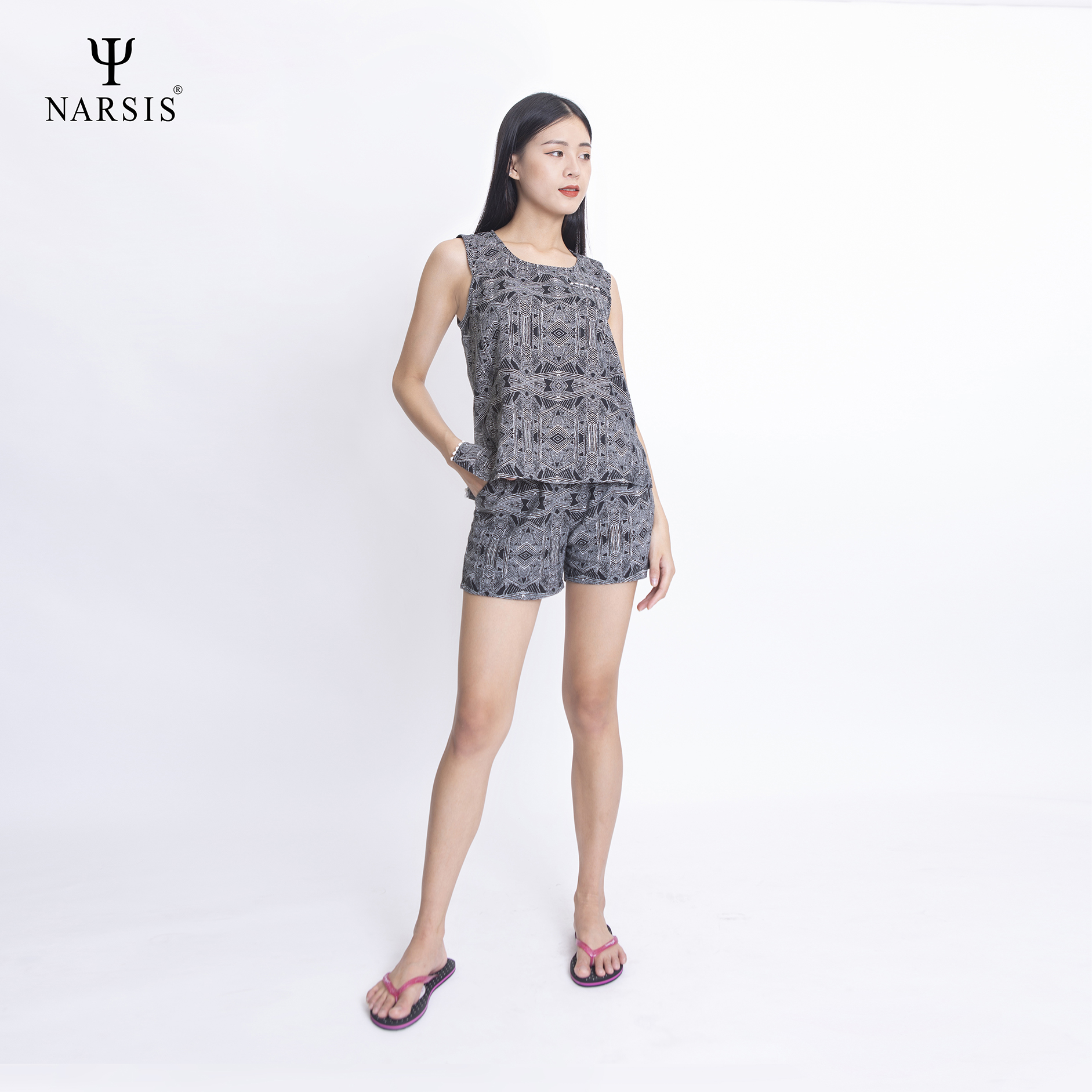 BỘ HÈ LỬNG NỮ M8027 NARSIS CHẤT LIỆU THOÁNG MÁT, DỄ CHỊU, THOẢI MÁI CẢ NGÀY, DỄ VẬN ĐỘNG_thumbnail_2