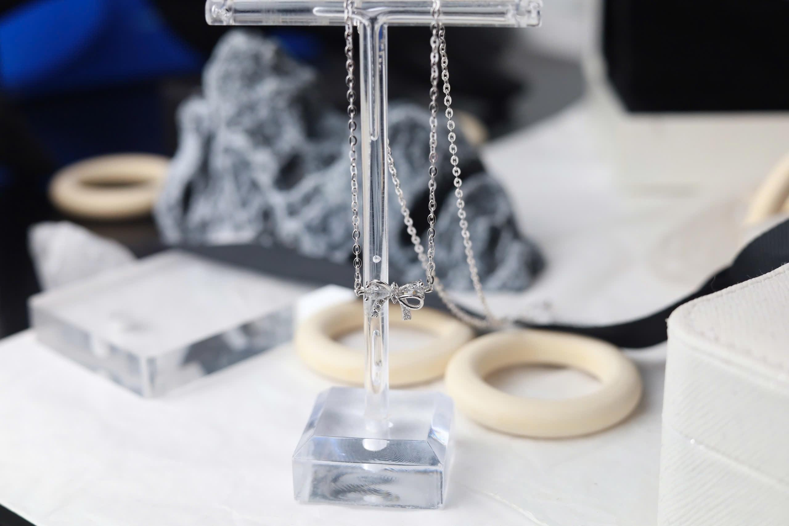 vòng cổ bạc nơ đính đá trắng xi bạch kim_thumbnail_3