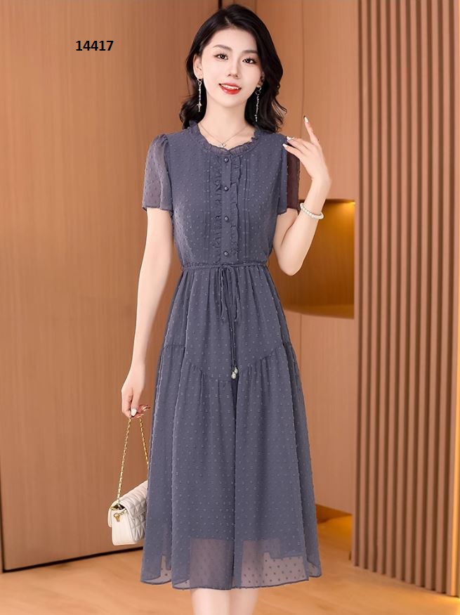 14417-Đầm voan xòe công sở màu xám bi nổi _thumbnail_1