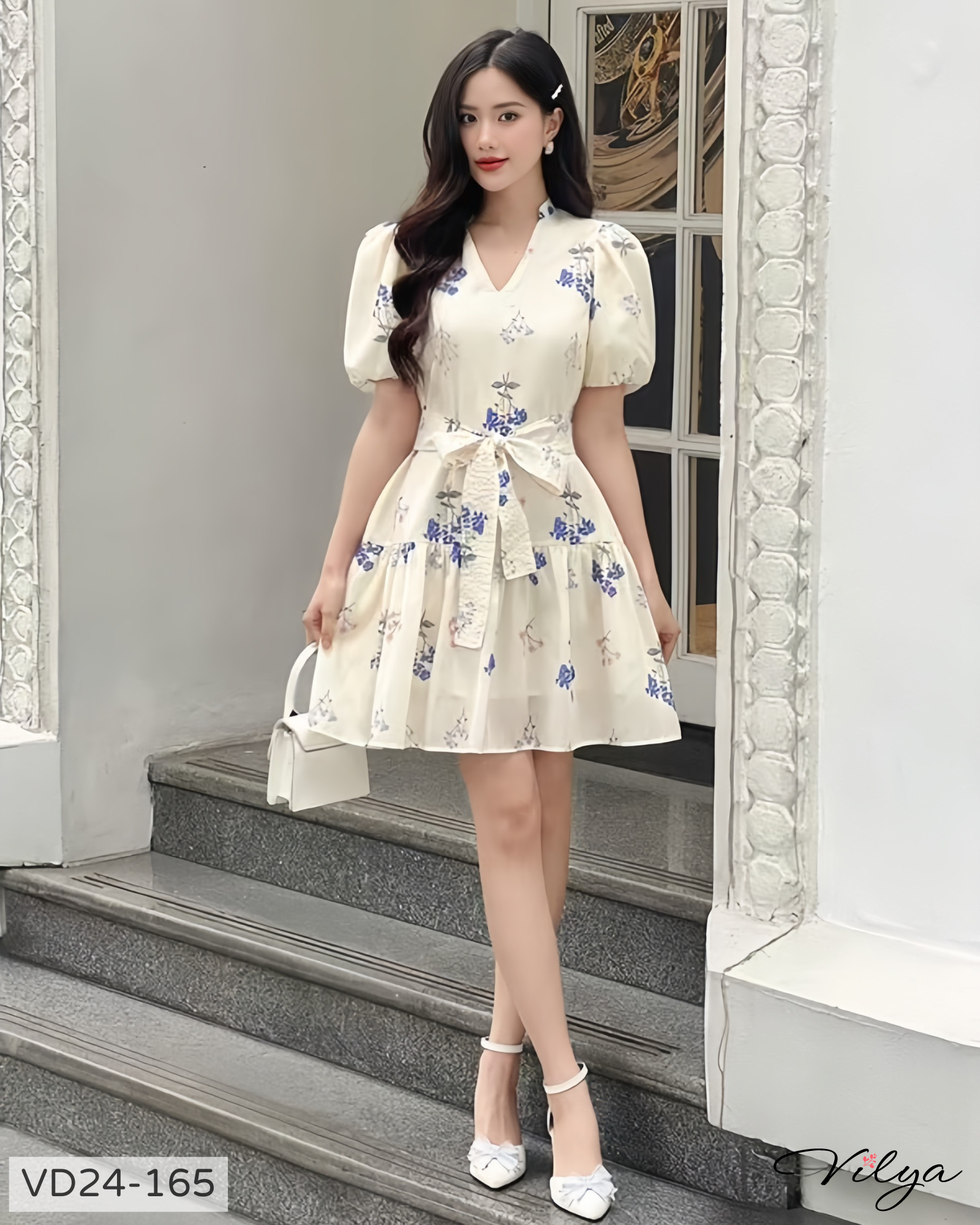 Đầm voan lụa đuôi cá kèm belt VD24-165