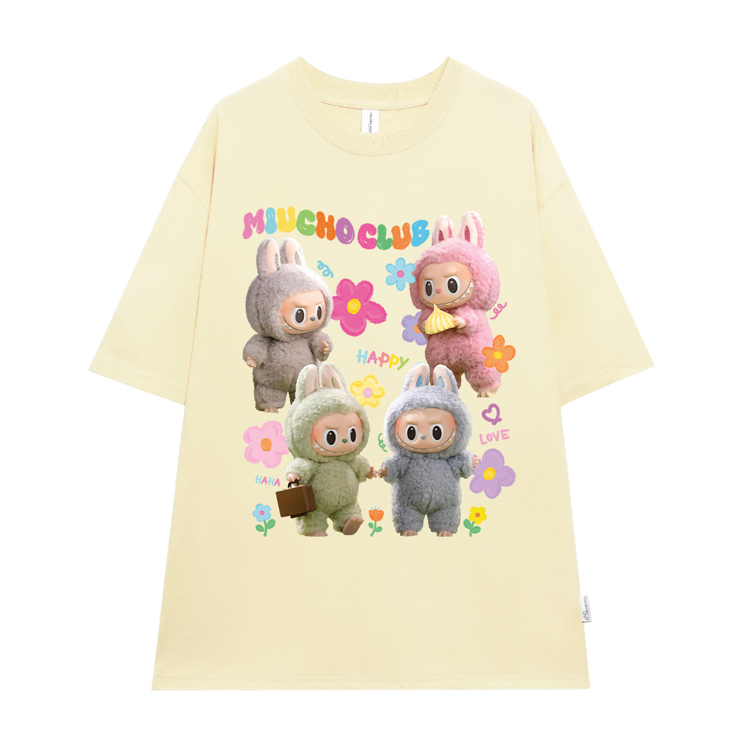 Áo thun labubu dễ thương form rộng nhiều màu ATD1452 Miucho vải cotton cổ tròn in mix_thumbnail_0