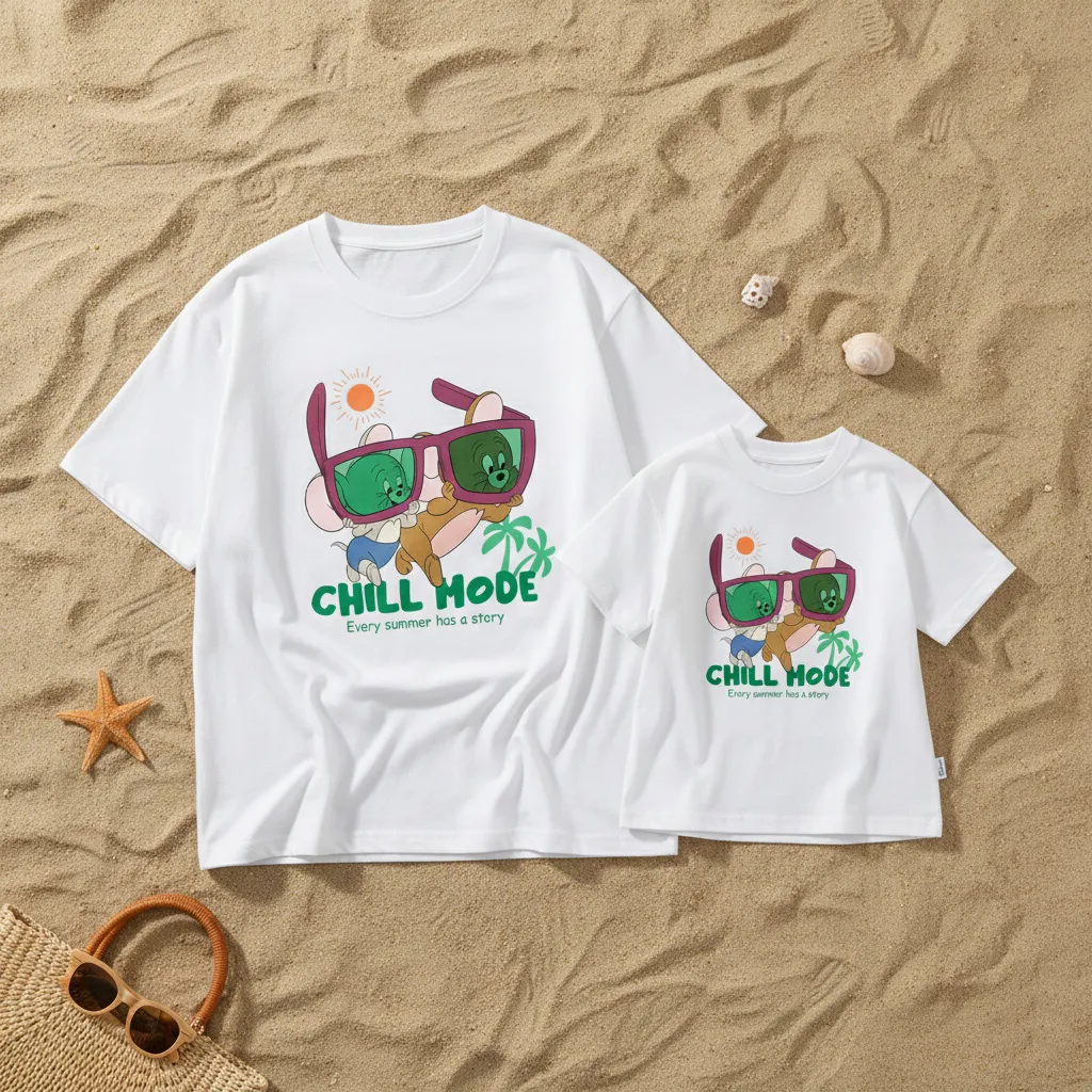 Áo thun bé và gia đình hoạt hình Chill Mode Kado 3473_thumbnail_6