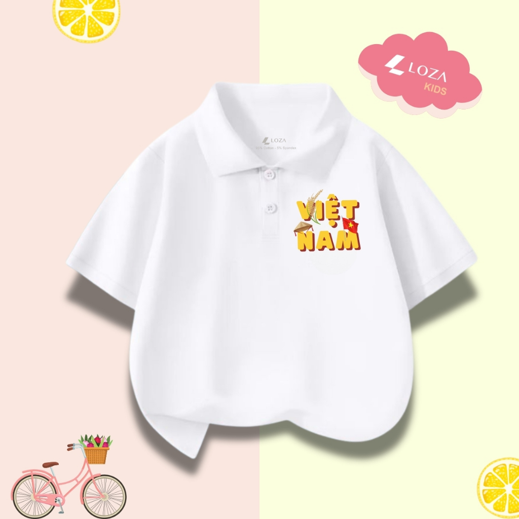 Áo polo trẻ em in hình 