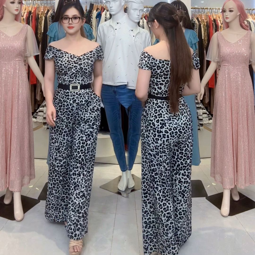Jumpsuit ống rộng họa tiết trễ vai 2 trong 1_thumbnail_0