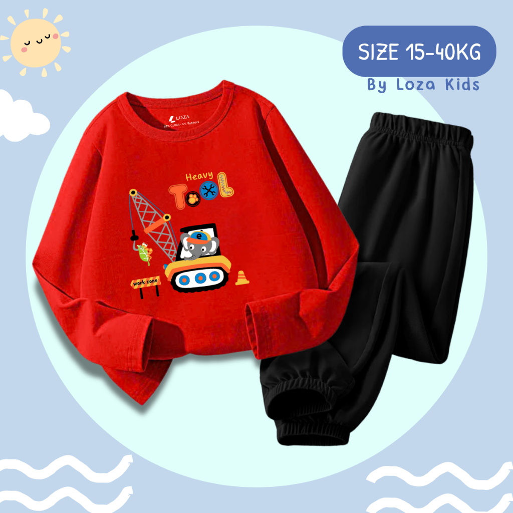 Bộ Thu - Đông bé trai in hình máy cần cẩu - Loza Kids BW466_thumbnail_5