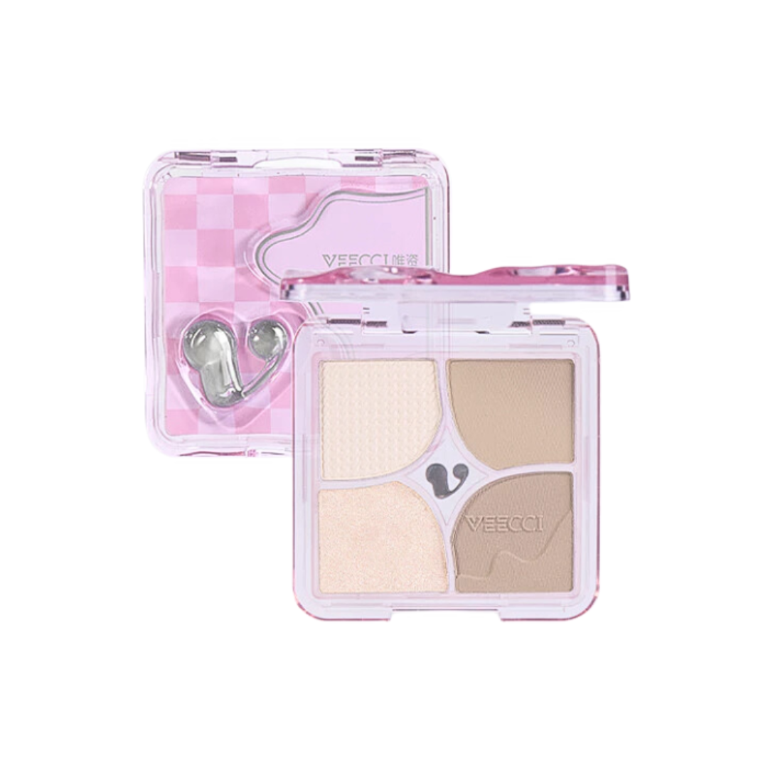 [VEECCI] Bảng phấn tạo khối Veecci 4 ô kẻ caro hồng