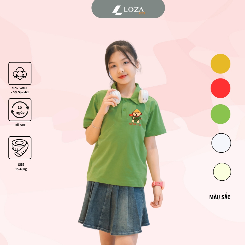 Áo polo bé gái in hình 