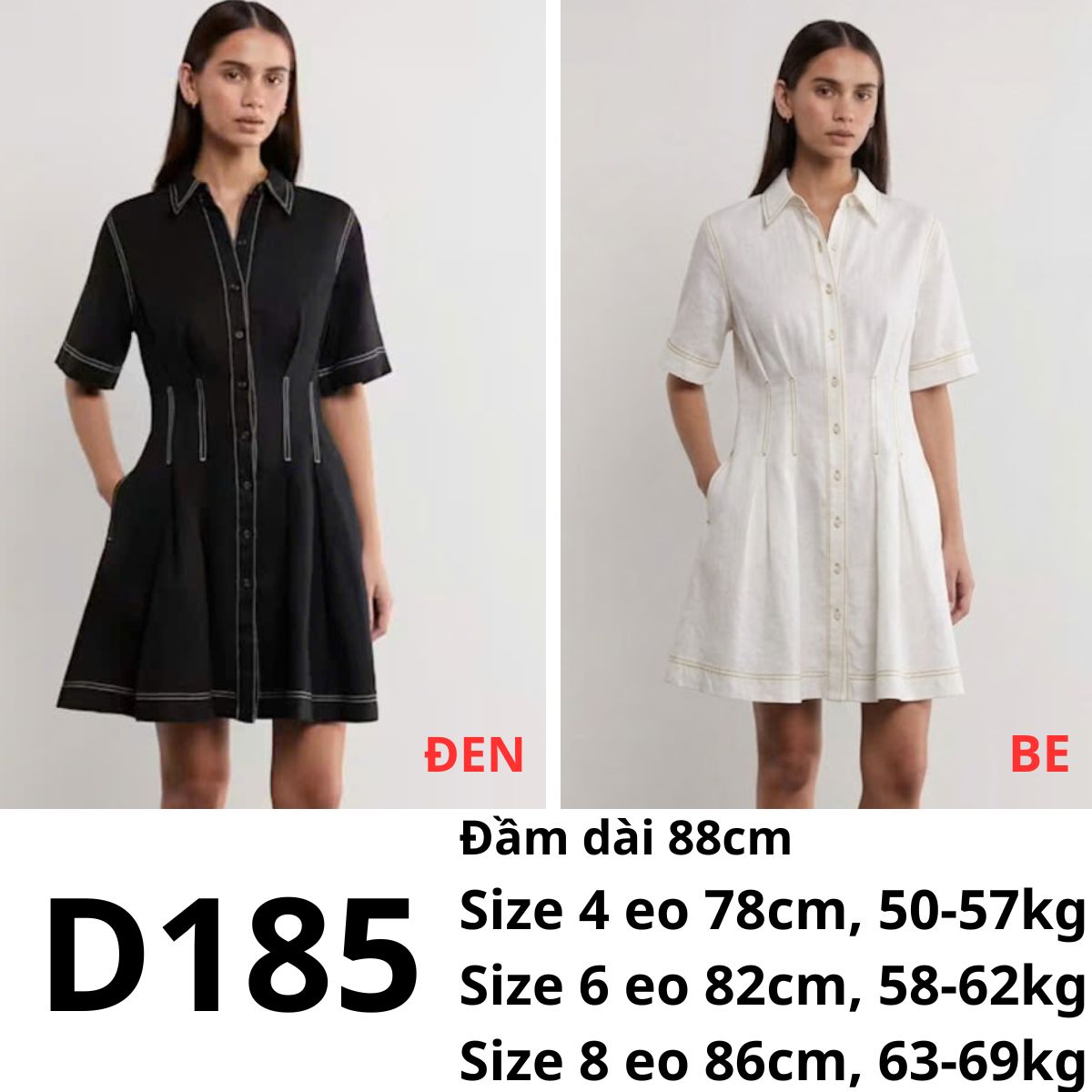 D185- Đầm sơ mi