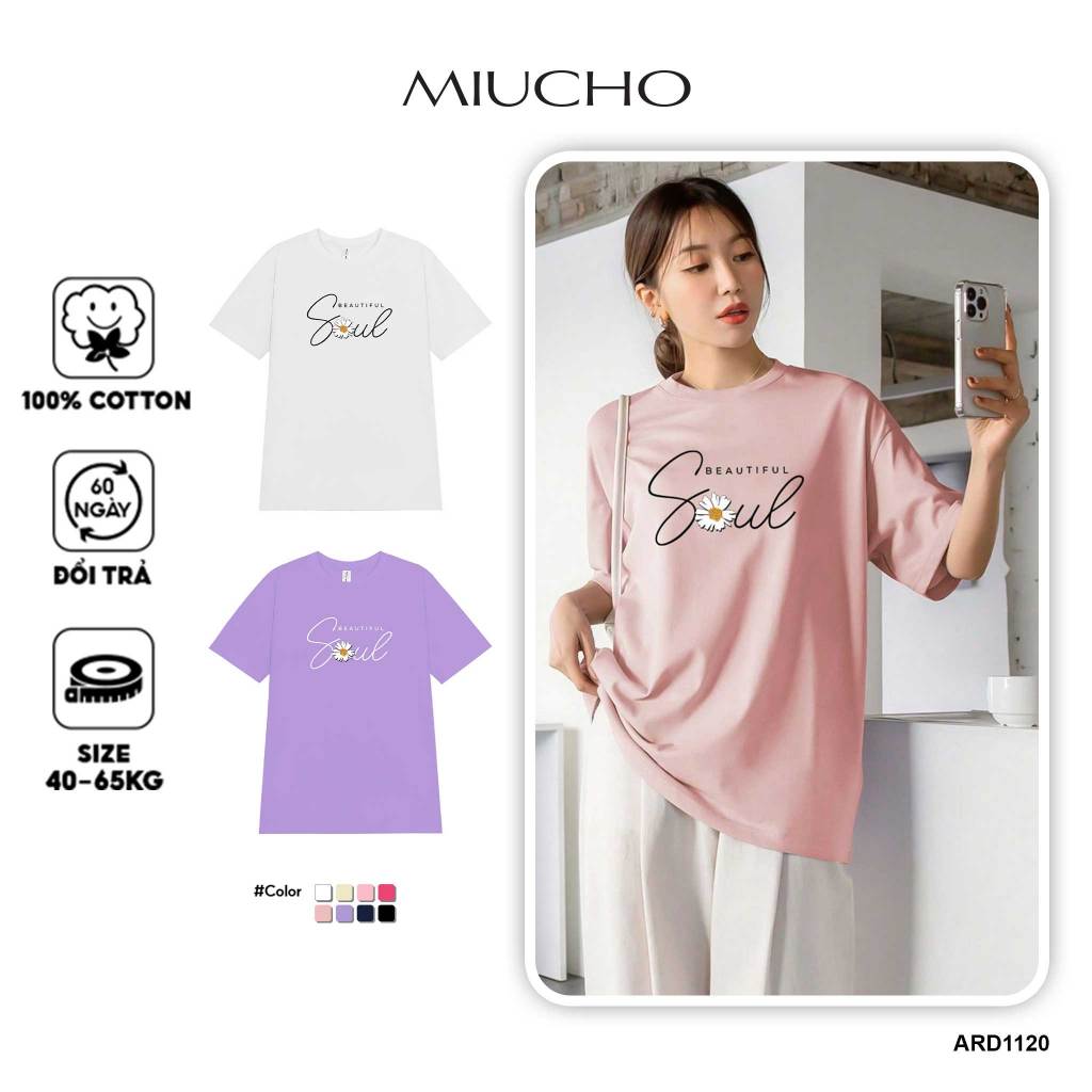Áo thun nữ form vừa regular ARD1120 Miucho Chic in basic