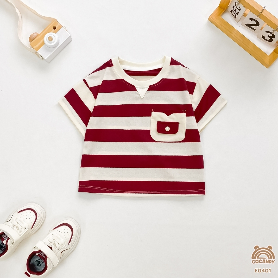 Áo cộc ĐỎ kẻ BE phối nẹp V_thumbnail_2