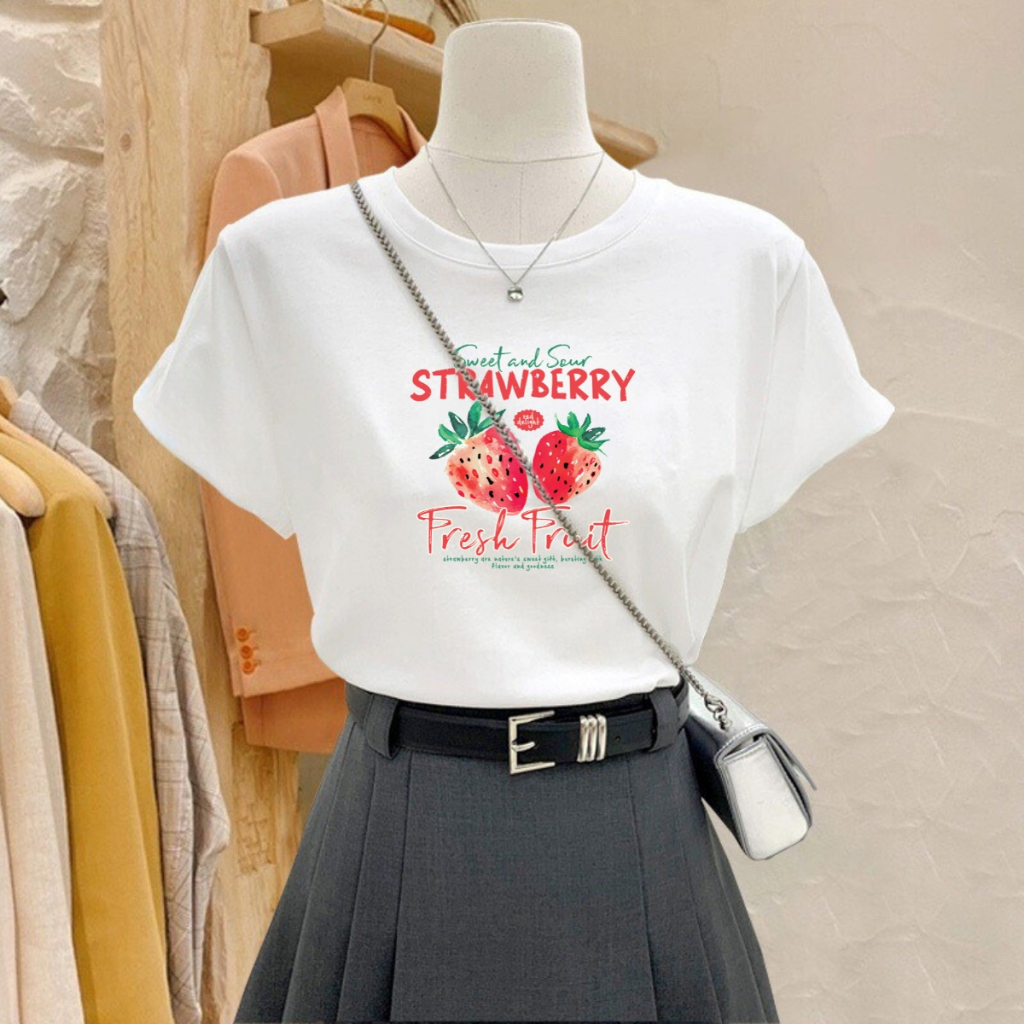 [Form Vừa] Áo phông nữ LOZA màu trắng BST Hoa quả Summer 2025  chất liệu thun cotton 4 chiều mát mẻ - Mã G0406_thumbnail_5