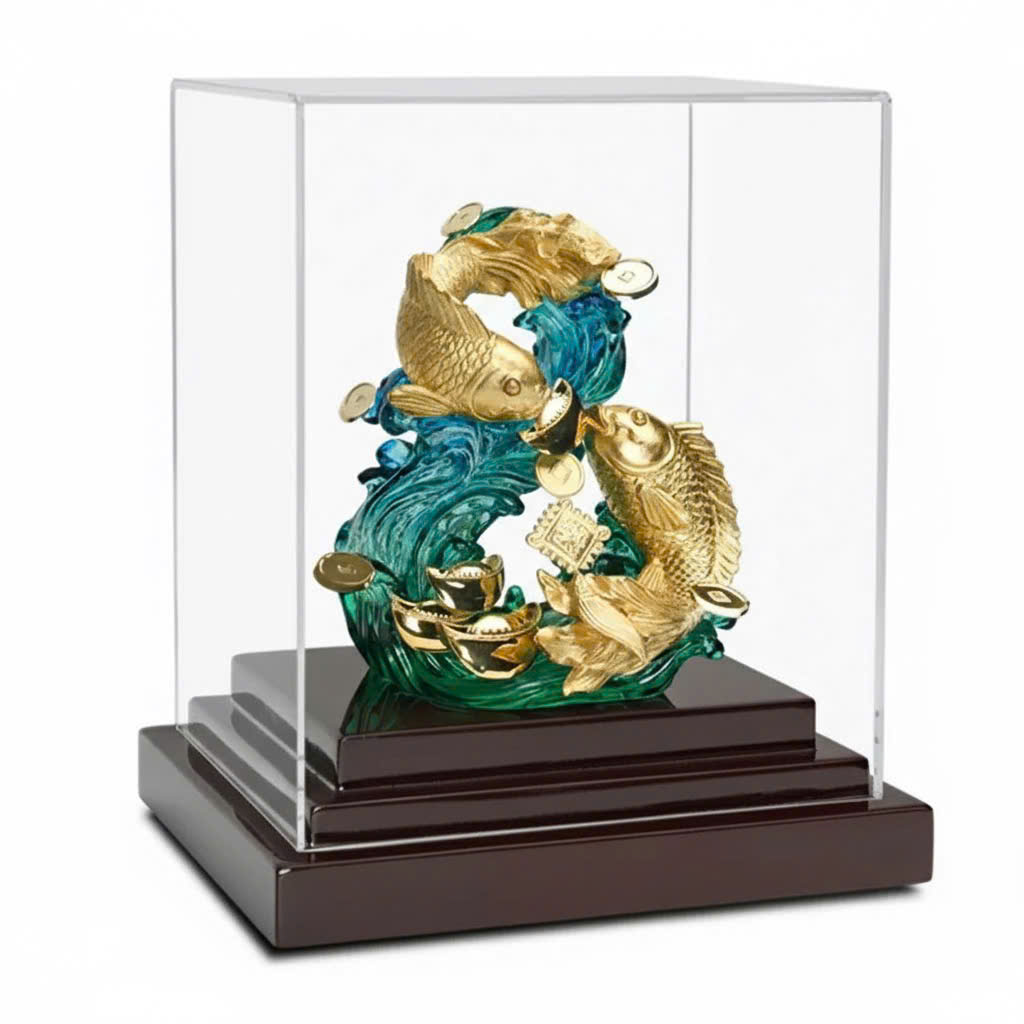 Quà tặng Đôi Cá Chép mạ vàng 24k KT 18 X15 X 12CM_thumbnail_3