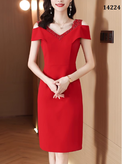14224-Đầm body suông khoét vai viền cổ kết hạt ( poly 2 da)_thumbnail_5