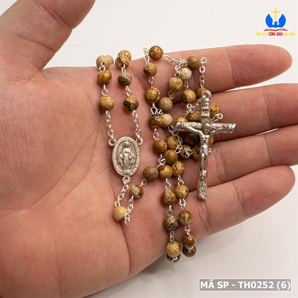 Chuỗi tràng hạt Mân côi 50 đá Itay (màu nâu nhạt)_thumbnail_1