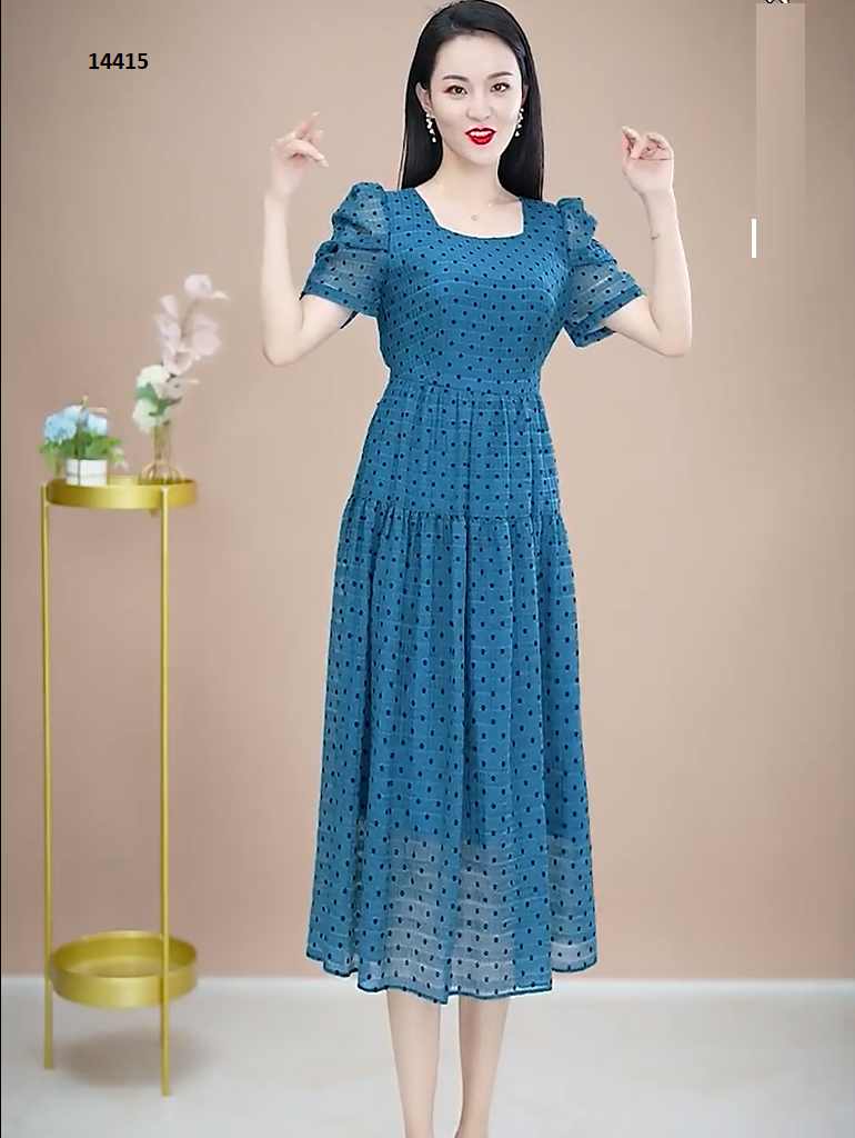 14415-Đầm xòe xanh dương đậm phối bi đen tay dúng_thumbnail_3