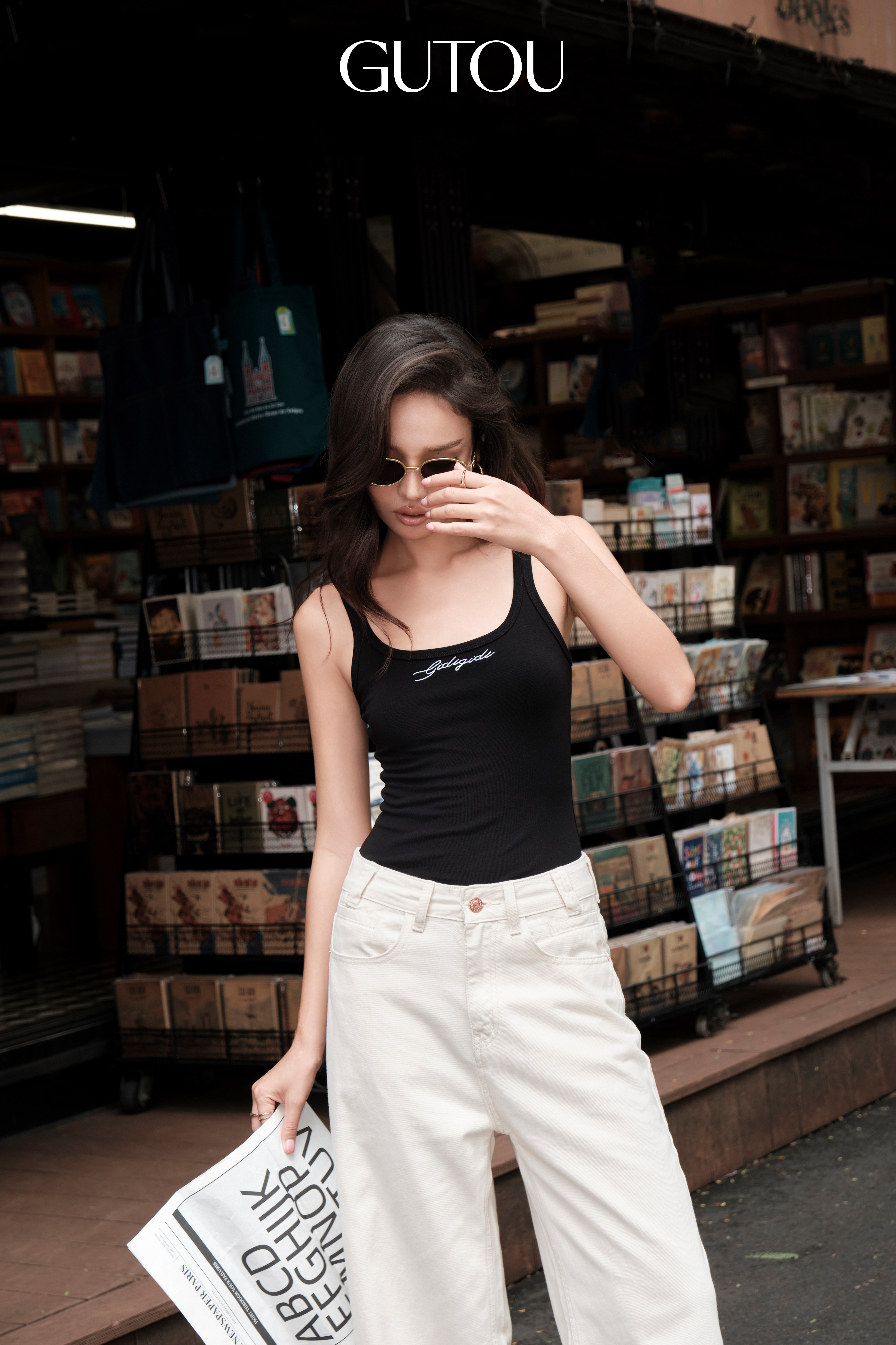 [ GUTOU ] Quần Jean Suông Begie Simple_thumbnail_4