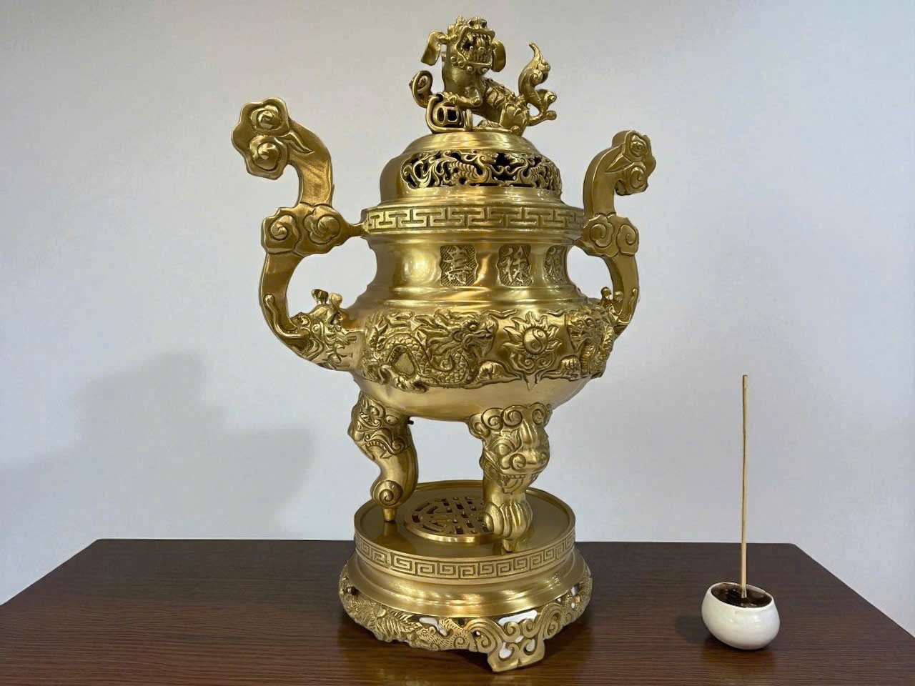 Bộ ngũ sự cao 45cm đúc đồng vàng thau _thumbnail_1