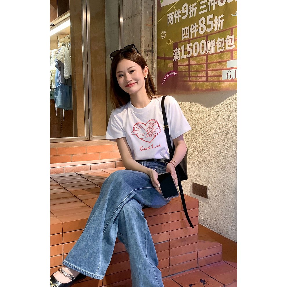 Áo thun nữ Tết form vừa regular ARD911 Miucho Chic cotton cổ tròn in artwork_thumbnail_4