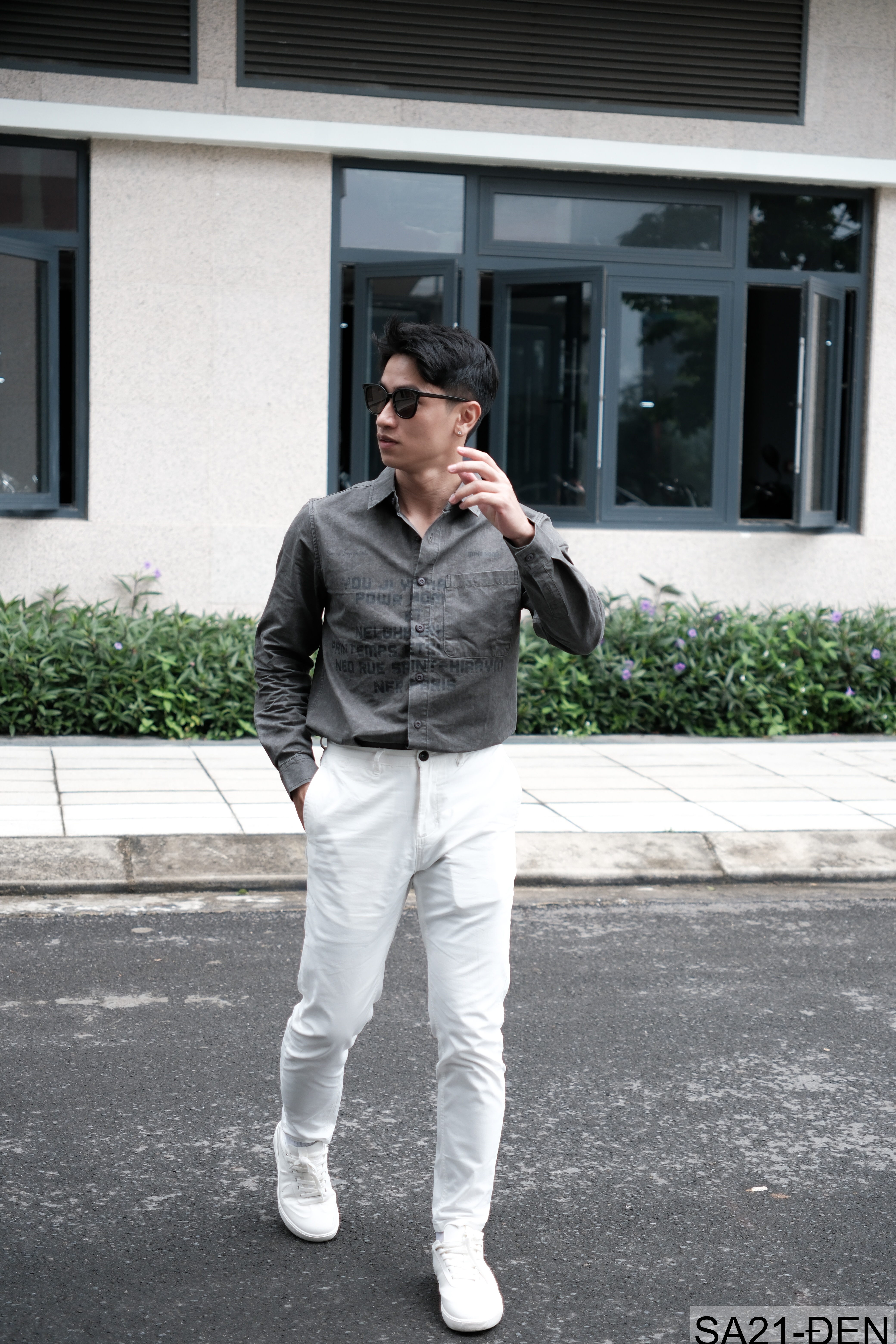 SA21 - Áo sơ mi nam dáng rộng phong cách Nhật Bản, cổ bẻ, tay dài, họa tiết chữ, chất cotton mềm mại_thumbnail_21