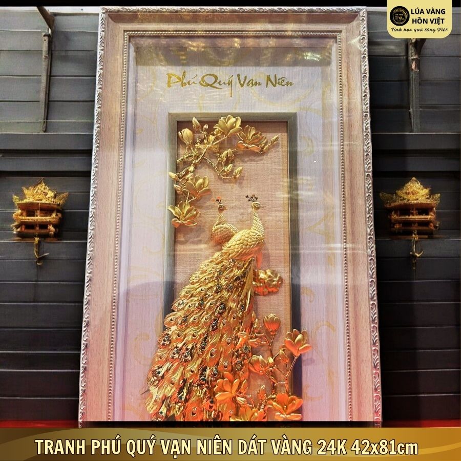 TRANH PHÚ QUÝ VẠN NIÊN DÁT VÀNG 24K 42x81cm_thumbnail_4