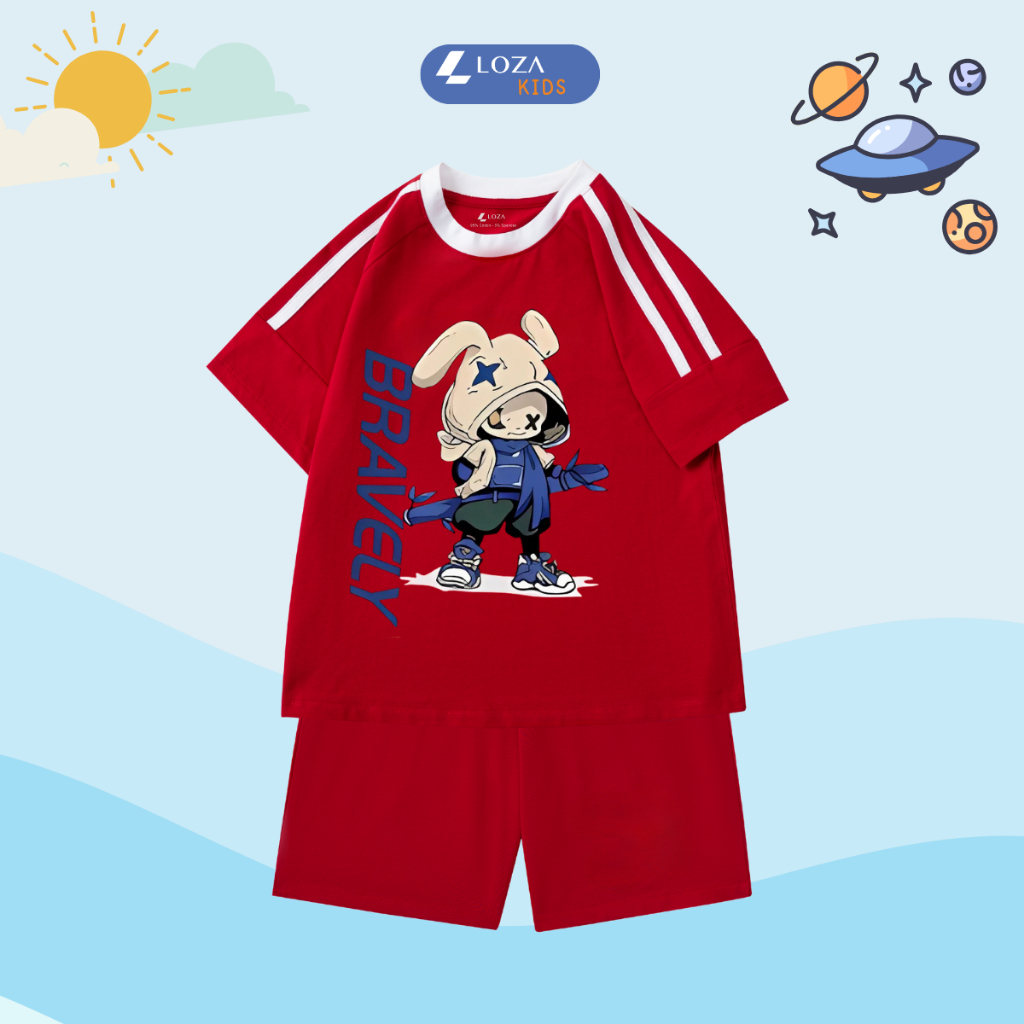 Đồ bộ bé trai phối viền in hình 'Bravely' - Loza Kids BF262_thumbnail_3