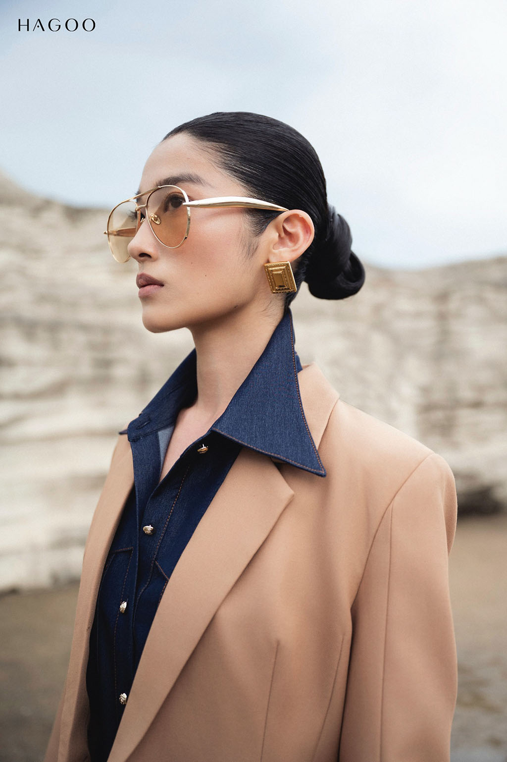 Áo Blazer ve cổ vạt chéo HAGOO