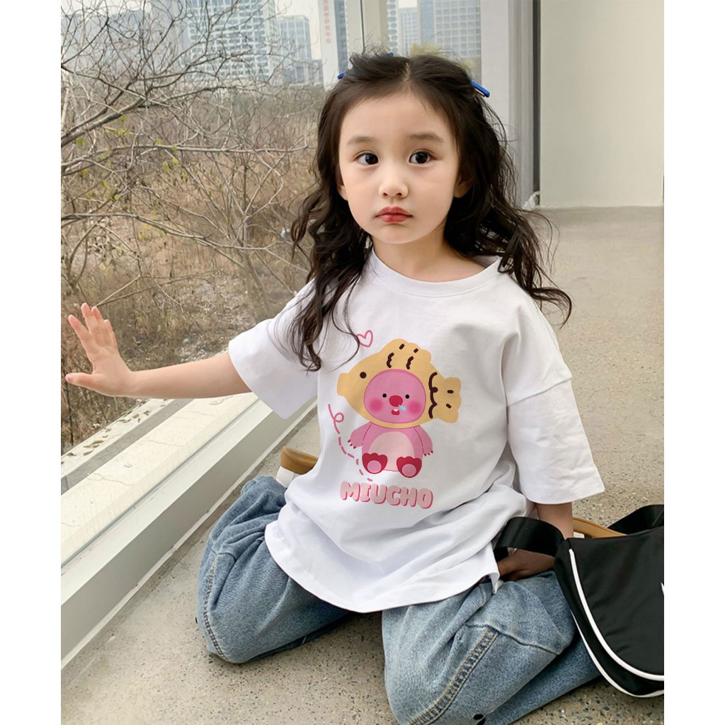 Áo thun Loopy cho bé gái 100% vải cotton thoáng mát basic AED649 Miucho Kid_thumbnail_2