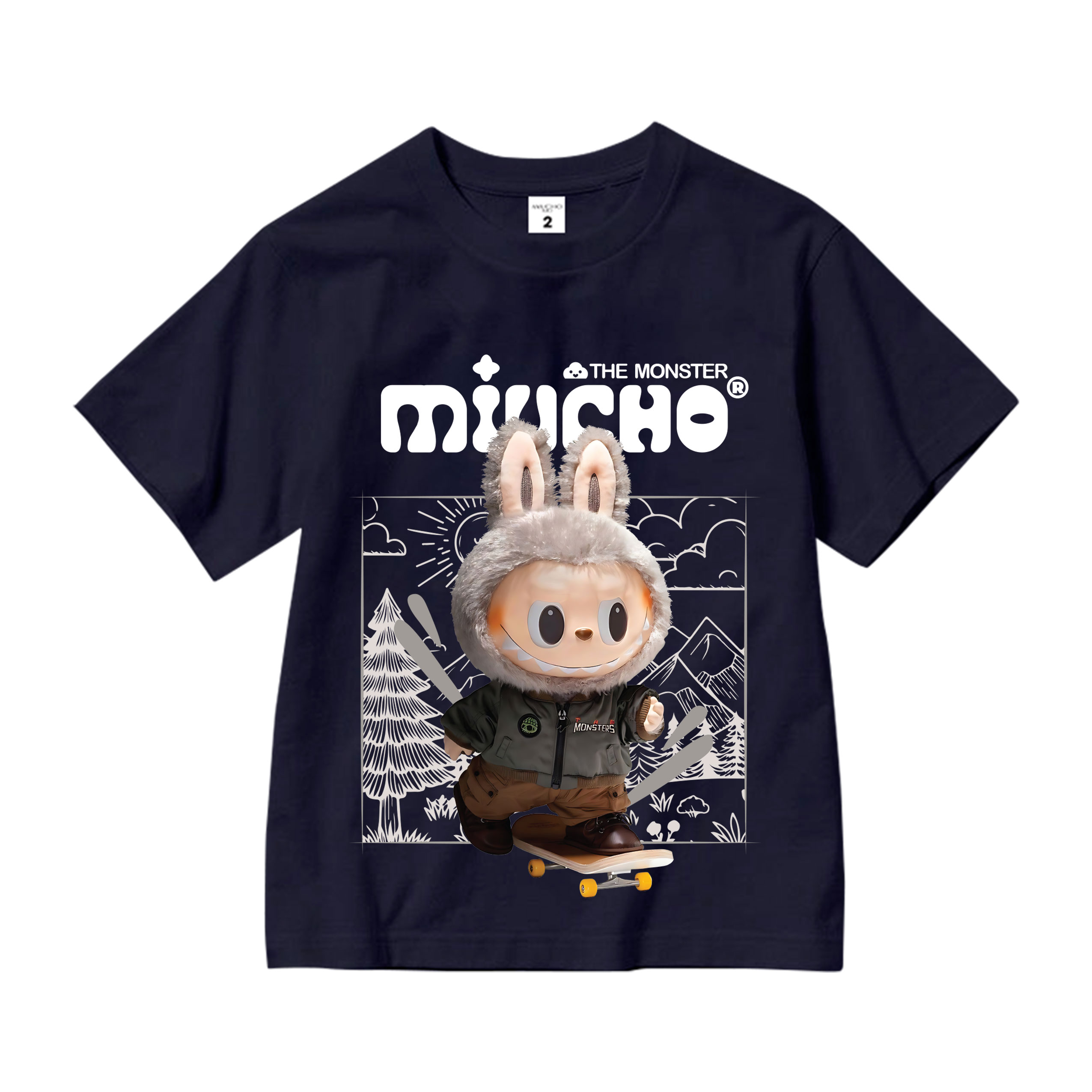 Áo thun bé trai labubu form rộng AED1498 Miucho Kid vải cotton thoáng mát cổ tròn in graphic_thumbnail_0