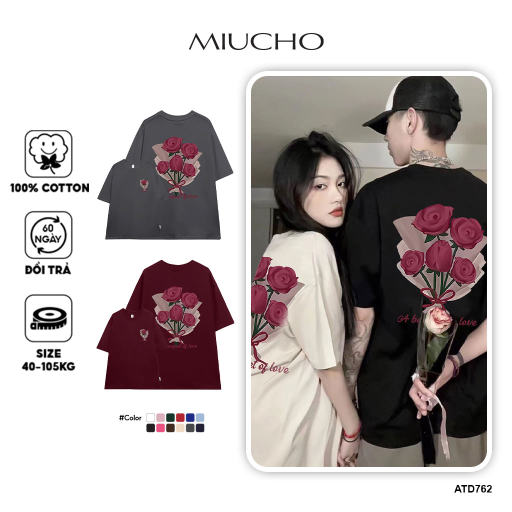 Áo thun couple cặp đôi đẹp local brand form rộng ATD762 Miucho cotton cổ tròn in mix_thumbnail_0