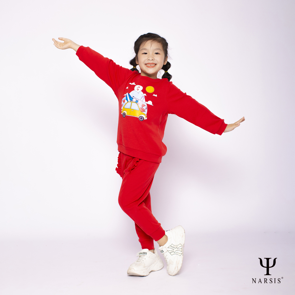 BỘ ĐỒ ĐÔNG BÉ GÁI NARSIS   ĐỎ KM2028 NARSIS CHẤT LIỆU THOÁNG MÁT, DỄ CHỊU, THOẢI MÁI CẢ NGÀY, DỄ ..._thumbnail_2