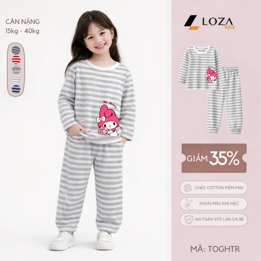 Bộ Thu - Đông kẻ bé gái hình Melody - Loza Kids TK571-572_thumbnail_5