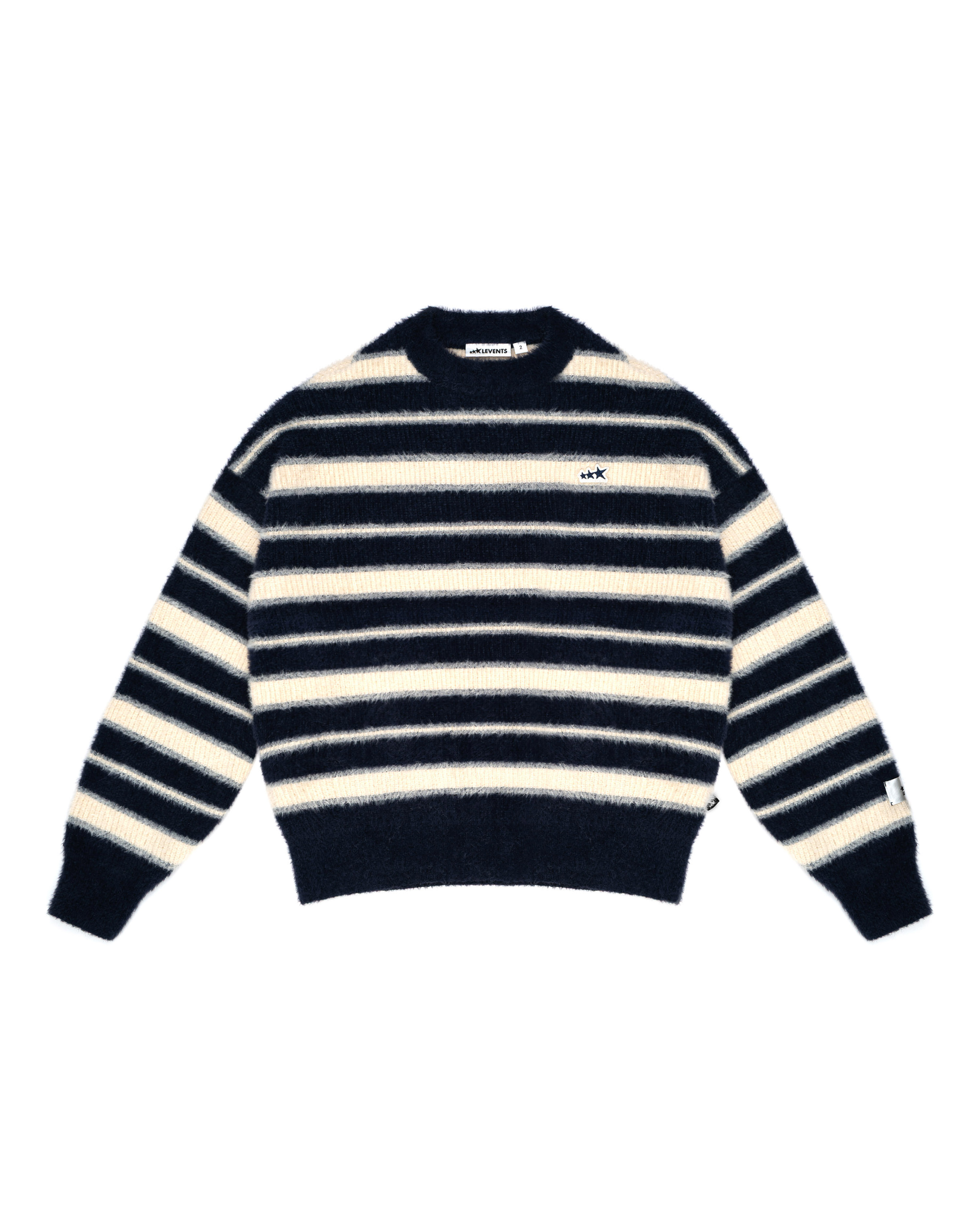 Levents® Striped Fur Knit Boxy Sweater