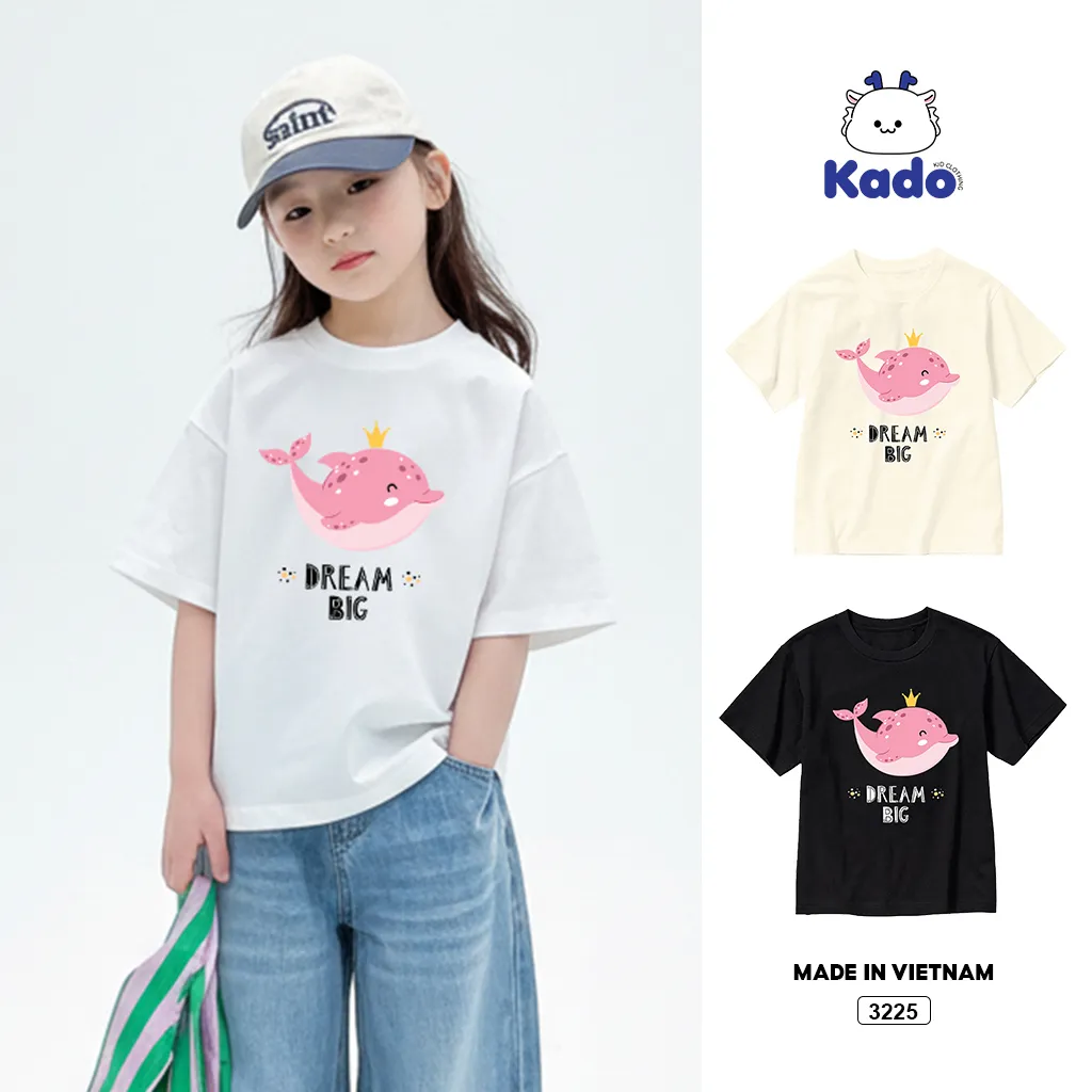 Áo thun bé trai bé gái Dream Big Kado 3225 form rộng