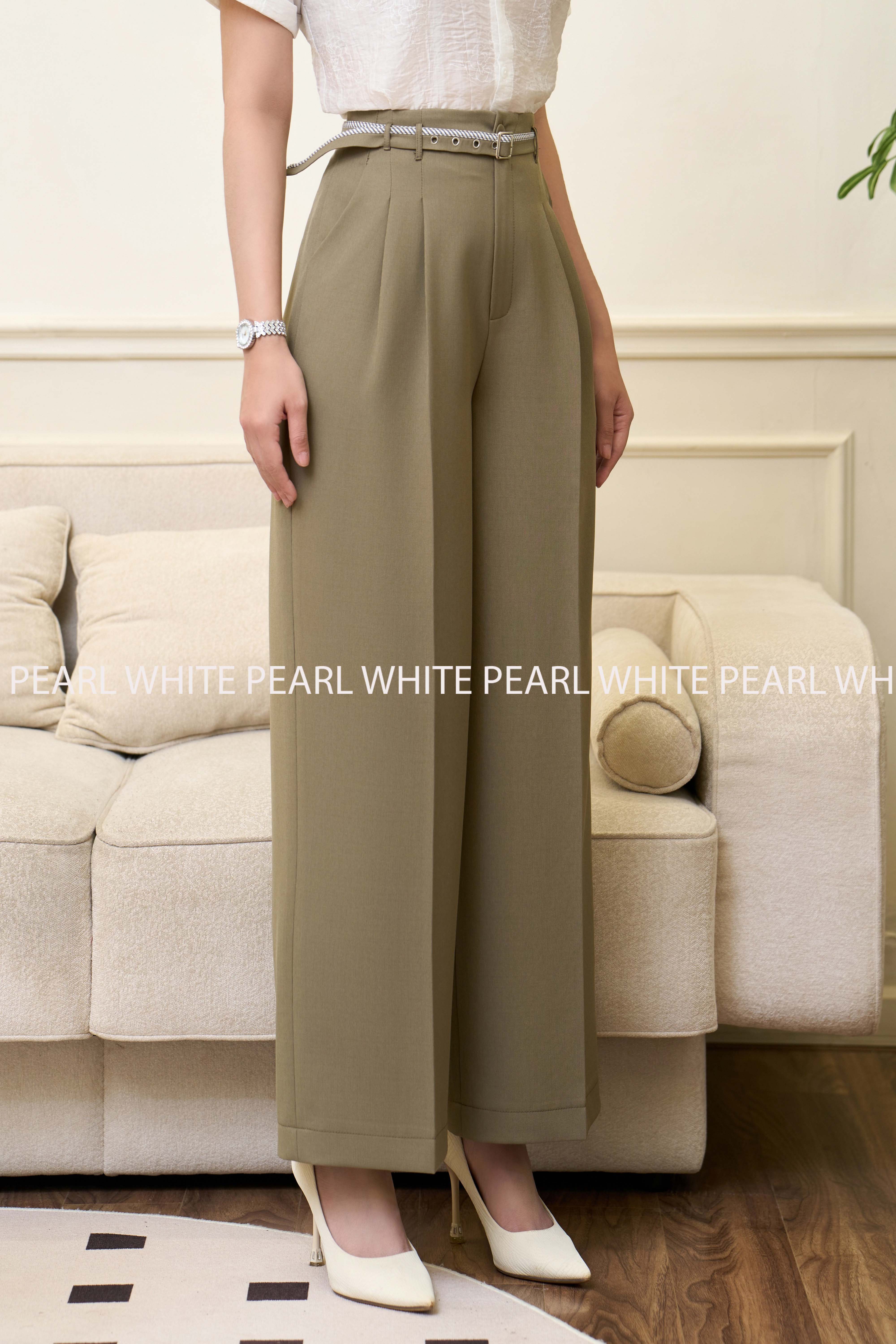 Quần suông cạp liền thời trang công sở cao cấp White Pearll