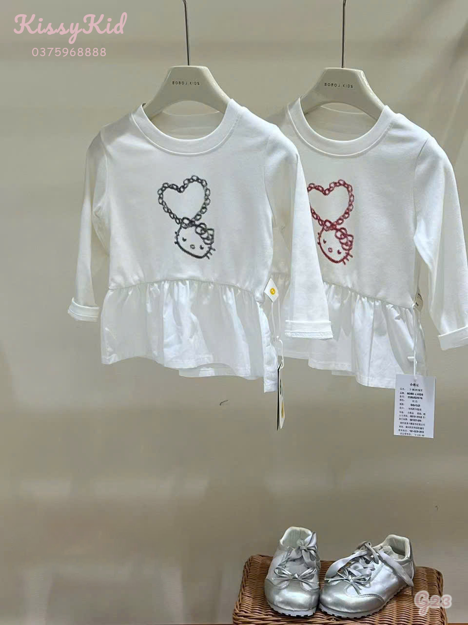 (G23) Áo thun mỏng trắng họa tiết trái tim đỏ Bobo J_thumbnail_0