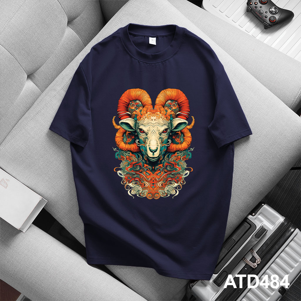 Áo thun nam form rộng 12 con giáp tuổi Mùi ATD484 Miucho Iconic cotton cổ tròn in graphic_thumbnail_6