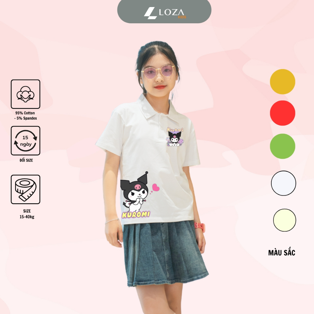 Áo polo bé gái in hình KUROMI - Loza Kids PL3206