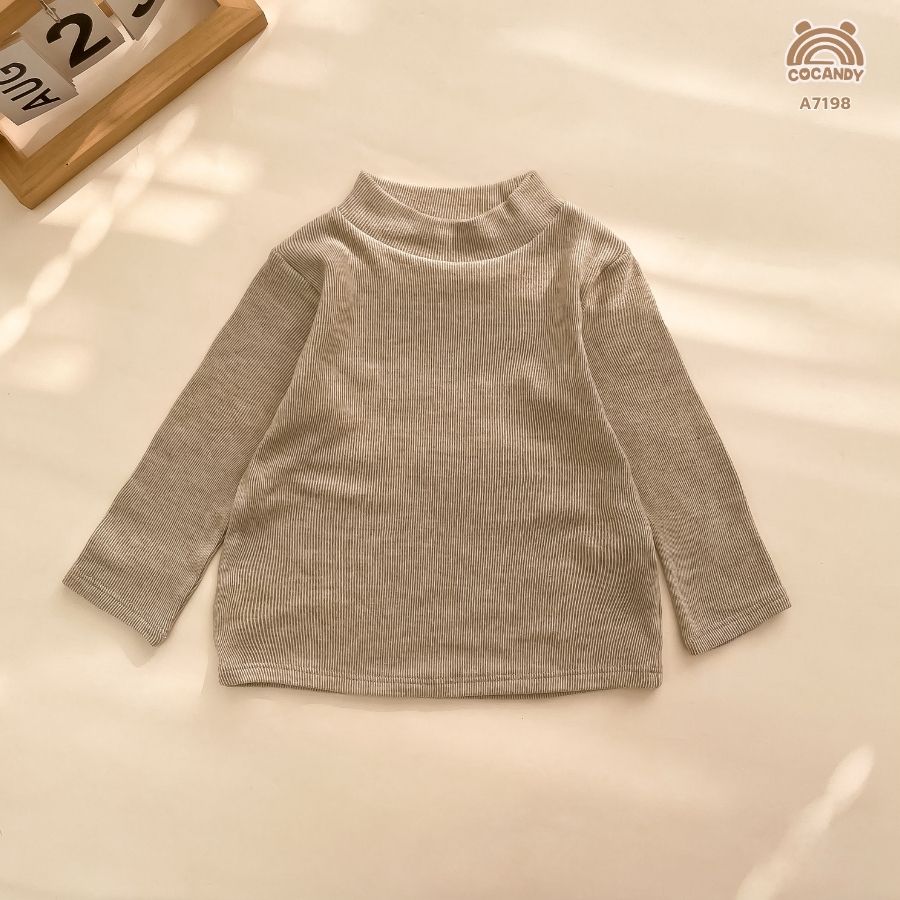 Áo dài Warmish KẺ NÂU trơn cổ 3 phân_thumbnail_1