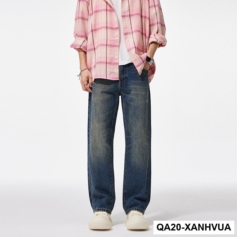 2025Mùa Thu Đông Phong Cách Mới Giặt Thiết Kế Trầy Xước Quần Jean Nam Mỹ Retro Ống Rộng Nguyên Chất Cotton Quần Tây_thumbnail_3