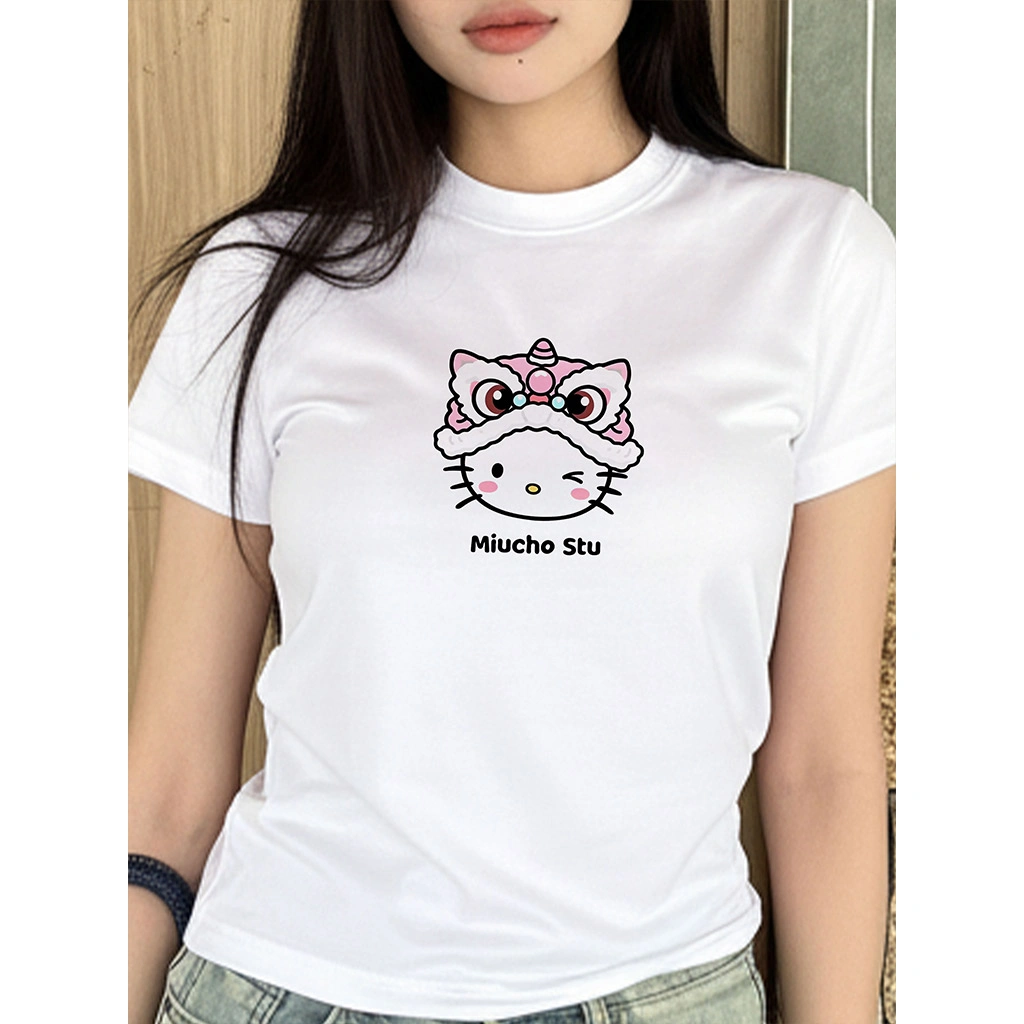 Áo thun Tết form baby tee nữ Miucho vải cotton co giãn thoáng mát hình Kỳ Lân in mix 2924_thumbnail_4