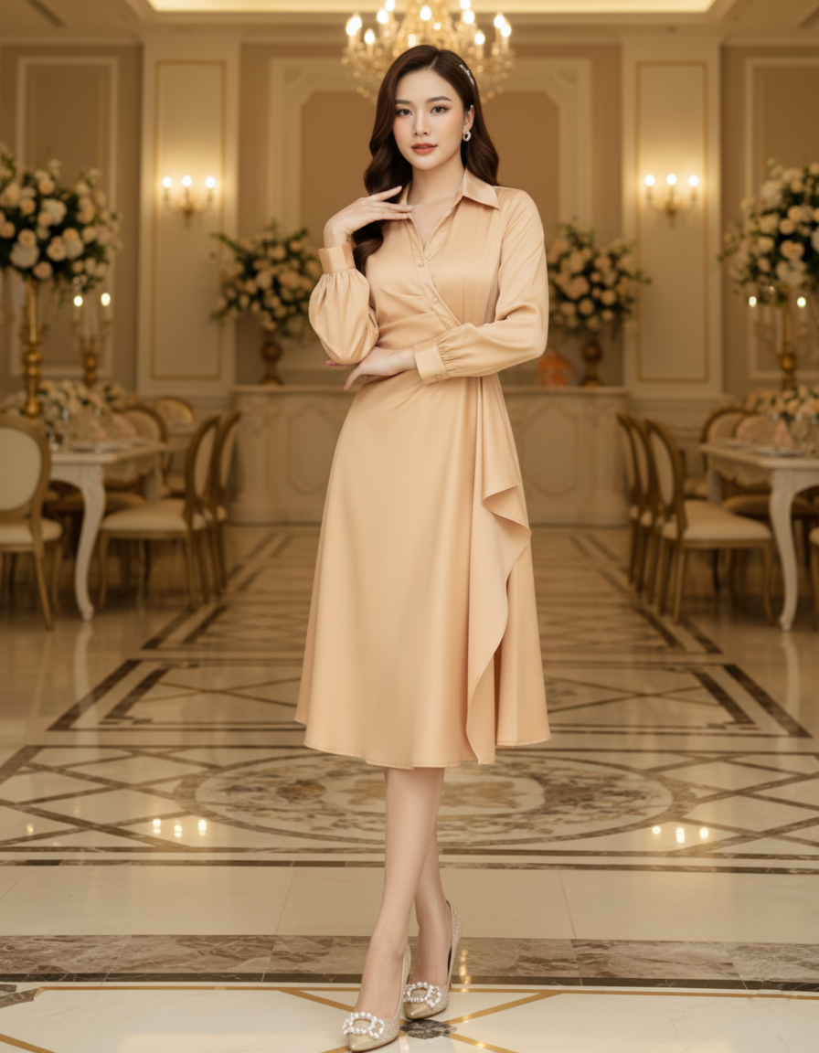 Đầm xòe chữ A cổ sơ mi_thumbnail_3