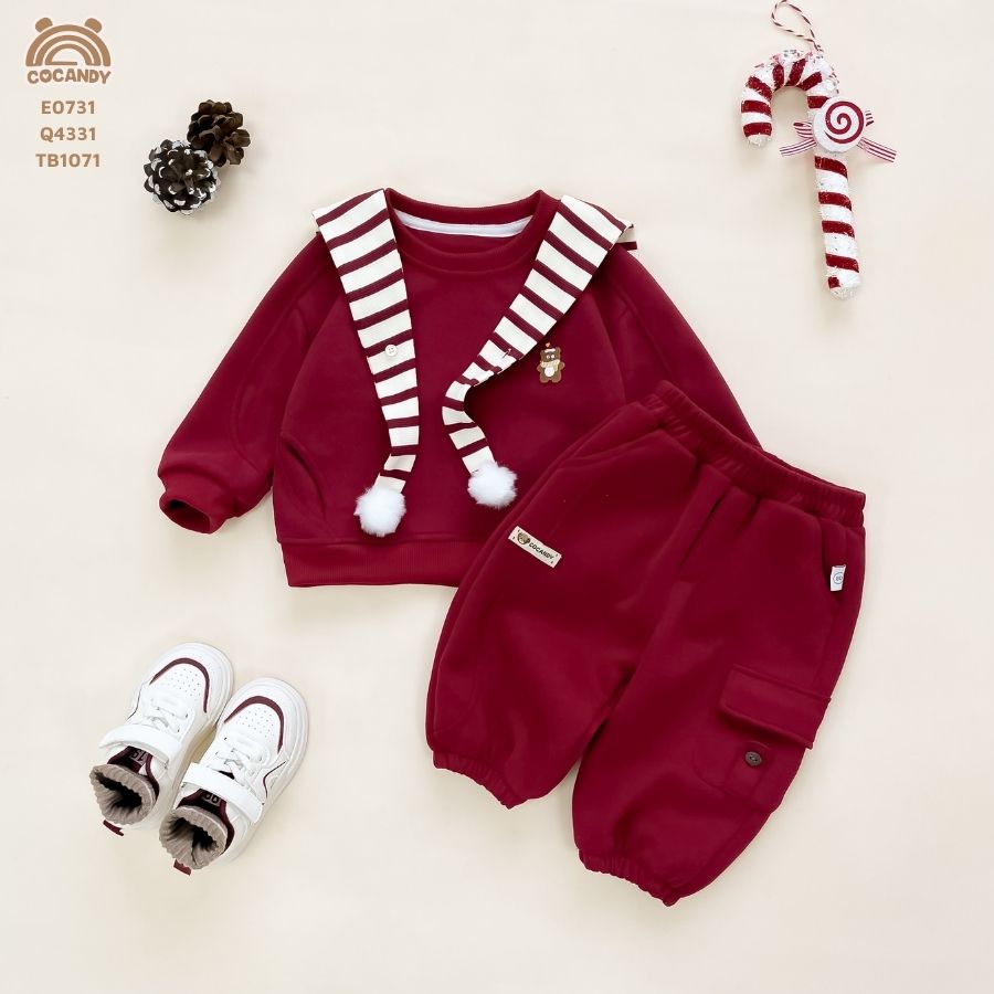 Áo dài nỉ ĐỎ phối ngực gấu_thumbnail_1