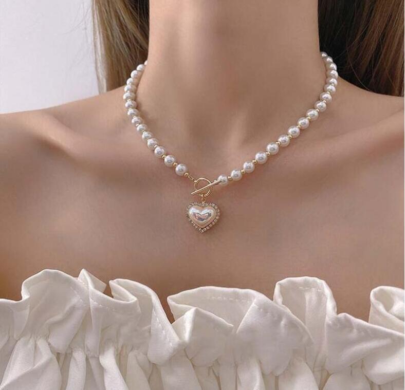Dây chuyền ngọc trai nhiều lớp sang trọng nhẹ nhàng, dây chuyền xương đòn cao cấp, khí chất nữ tính, dây chuyền bạn gái đa năng, màu sắc: vàng
