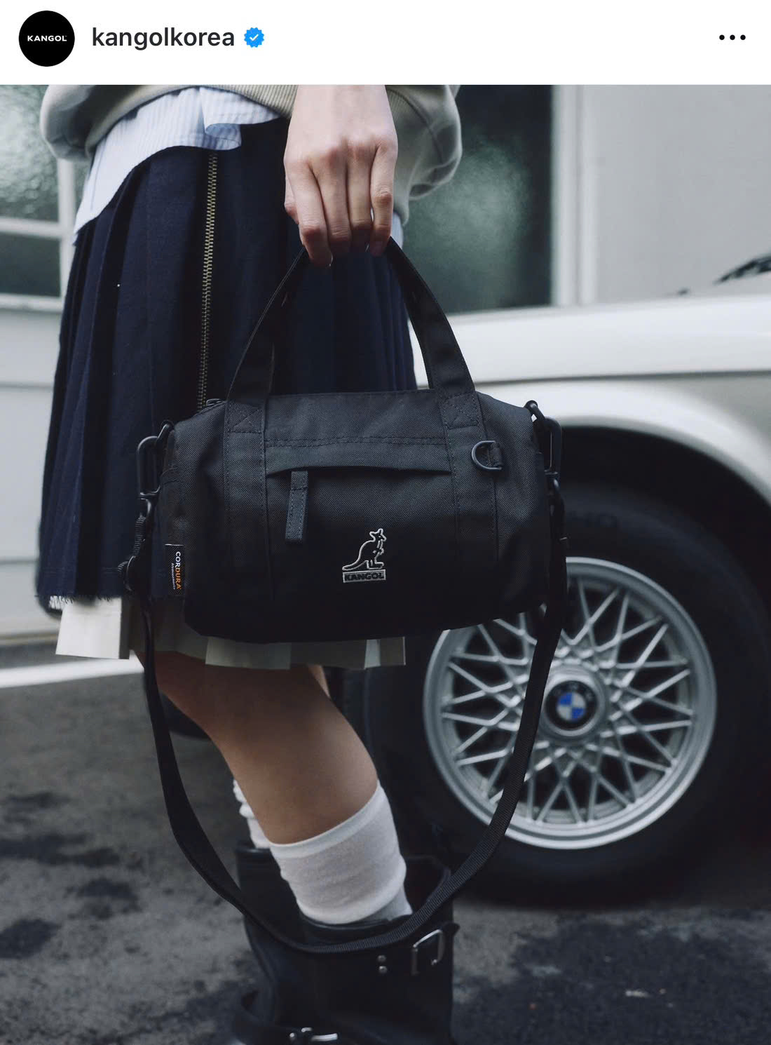 E249 TÚI TRỐNG ĐEN TRƠN KANGOL ( 23*20*11cm )