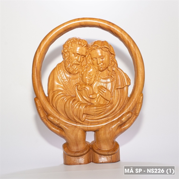 Phù điêu Gia Đình Thánh Gia gỗ Beech (cao 18cm, ngang 14cm) ✔