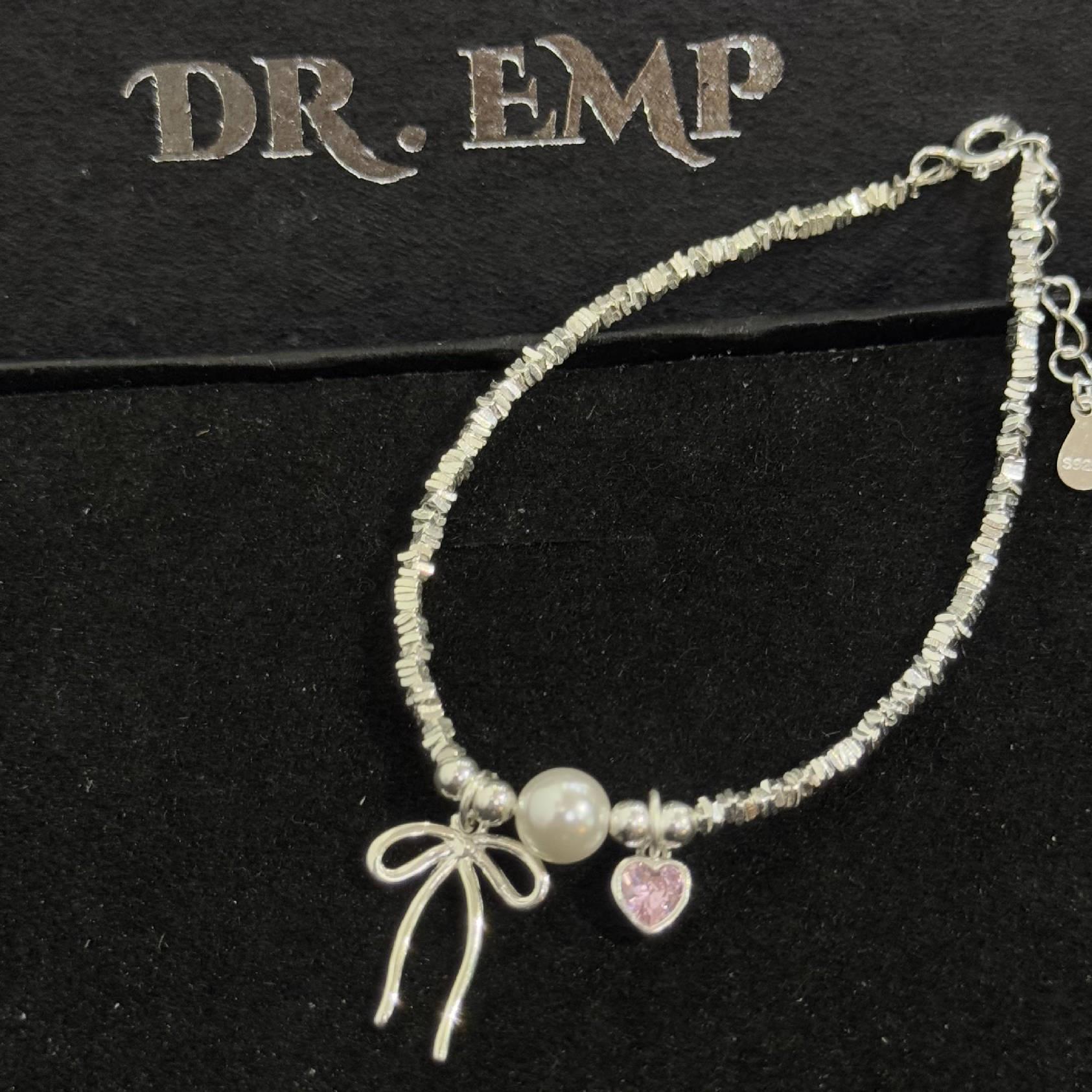 vòng tay bạc xi kim dây khối nhỏ charm ngọc trai nơ trái tim điệu đà_thumbnail_2